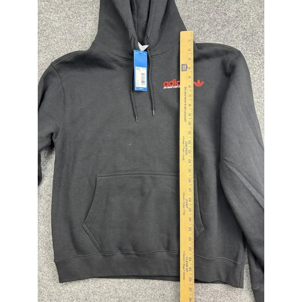 Adidas‎ Hoodie Mens Medium Black Pullover Fleece Sweatshirt Trefoil Graphic Logo